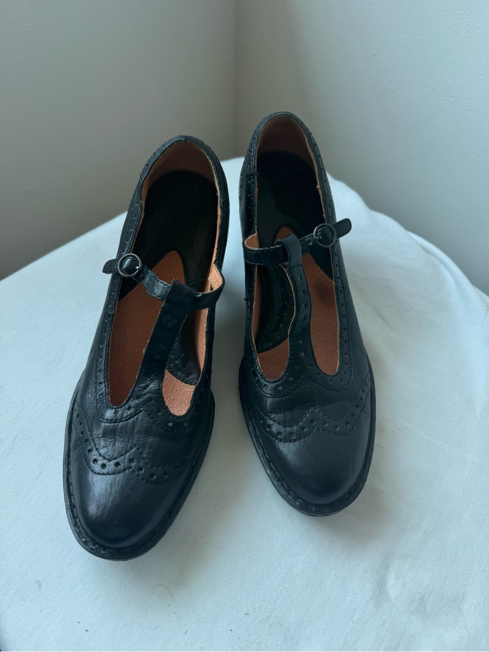 Y2K Vintage Born Black Leather Mary Jane Heels Size 7 - Picture 5 of 7